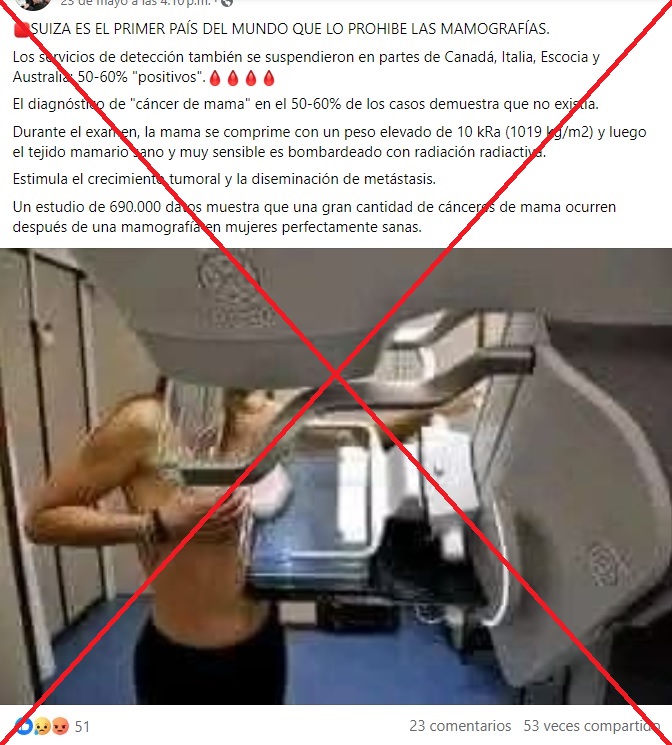 Mammography is not banned in Switzerland or suspended in Canada, Italy, Scotland or Australia